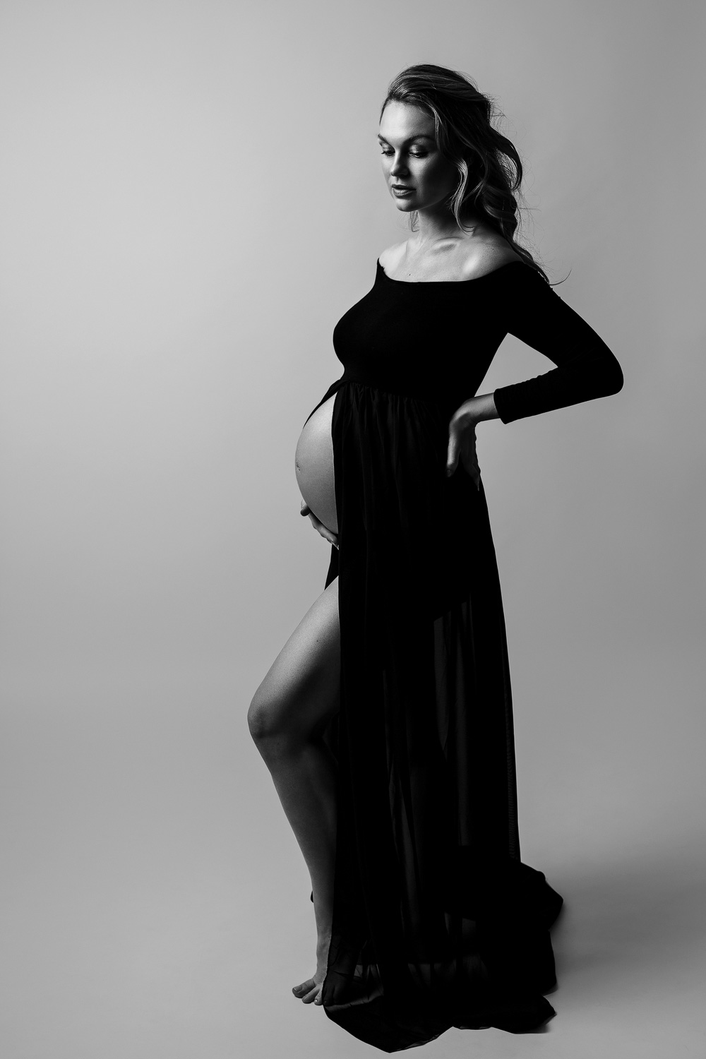 Babybauch Schwangerschaft Fotografie mit Kerstin, Schwarz Wei&szlig;, Dominique Hammer Fotograf Wien